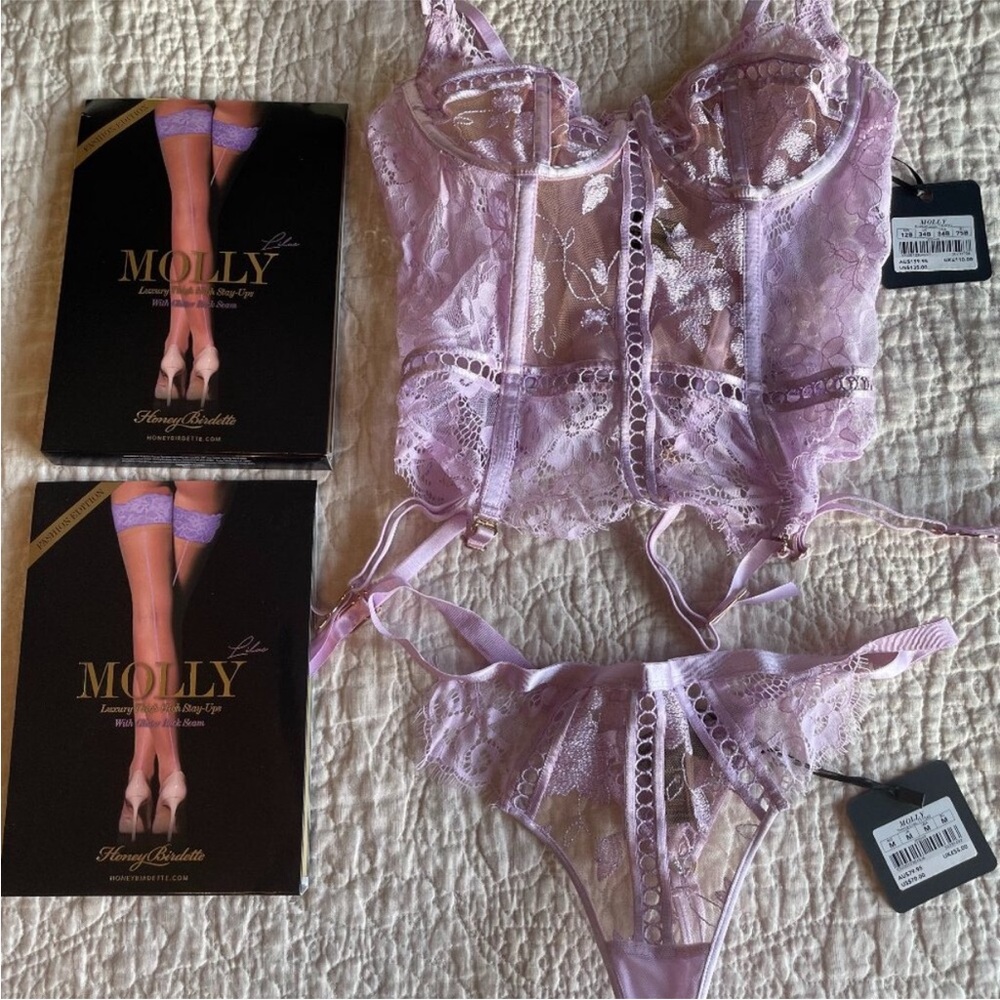 Honey Birdette Lilac Lace Set NWT